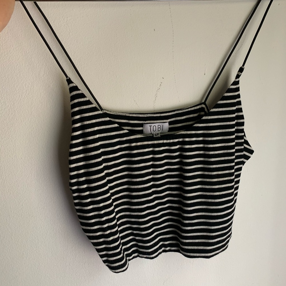 TOBI Striped Crop Tank Top